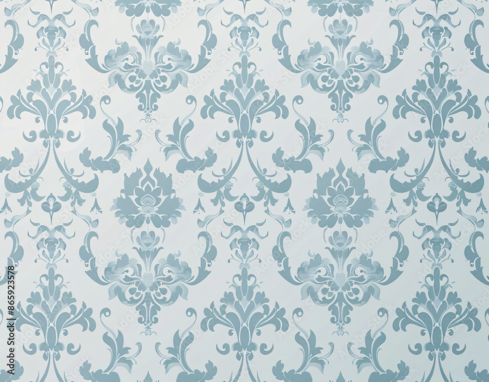 Wall mural Light blue damask pattern background with a light gray color, an elegant and sophisticated wallpaper design - Wall murals