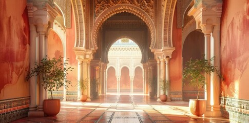 Obraz premium Moorish Palace Courtyard 3D Illustration