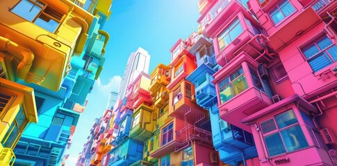 Obraz premium Colorful Cityscape Illustration