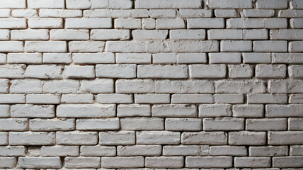 Obraz premium Whitewashed old brick wall texture background, Empty white brick wall background with floor