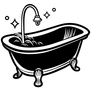recommend clip art: bathtub  outline coloring book page line art illustration digital drawing