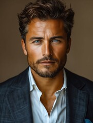 Fototapeta premium A man with blue eyes and a suit.