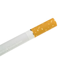 Close Up Of A White Cigarette With A Yellow Filter Tip