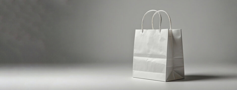 White paper shoping bags isolated on white background, Shopping bag mockup on a white background
