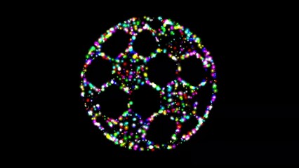 Obraz premium Beautiful illustration of football shape with colorful glitter sparkles on plain black background