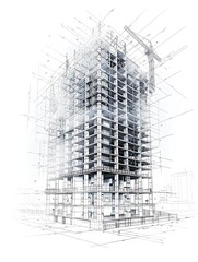 Obraz premium Minimalist Infographic Blueprint of Structural Tower Building Components