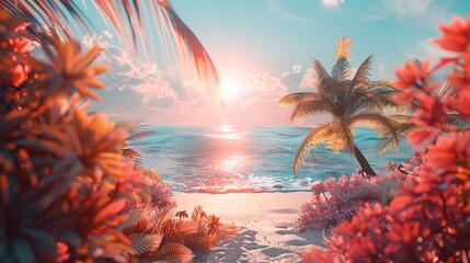 Summer Background Illustration: Generative AI 8K Transparent

