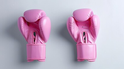Pink boxing gloves hanging on a wall, illustrating the fight against breast cancer, Boxing Gloves, fight, strength