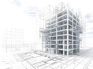 Fototapeta premium Architectural blueprint infographic of a manufacturer tower building components with minimalist