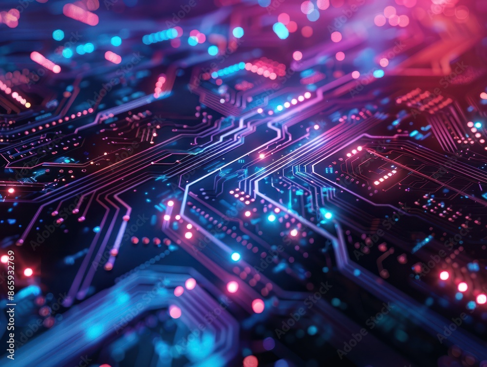 Poster abstract tech background with holographic effect, introduction future technology workflow