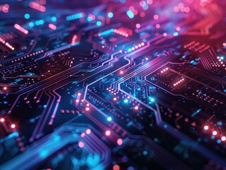 Obraz premium Abstract tech background with holographic effect, introduction future technology workflow