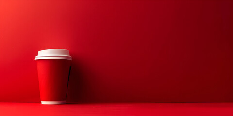 red plastic bottle on red background 