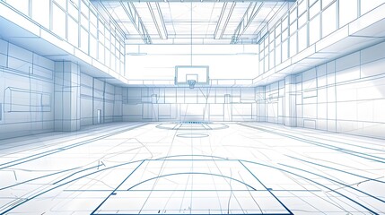 Minimalist of Structural Basketball Court Components Blueprint