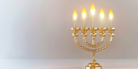 Fototapeta premium Golden Menorah with Lit Candles
