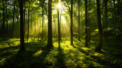 Obraz premium landscape beautiful forest on sunny day in summer