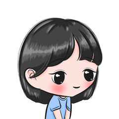 Little girl with big eyes and short black hair