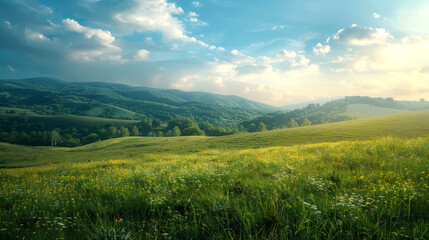 Fototapeta premium landscape beautiful hill on sunny day on the summer