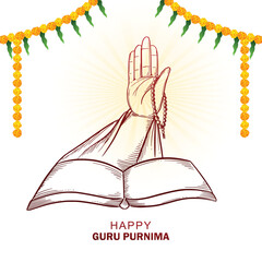 Guru purnima with blessing hand card background