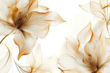 Elegant Floral Background. Abstract Design with Delicate White and Gold Flowers