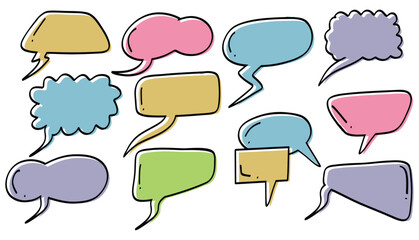 Hand-Drawn Colorful Speech Bubbles Vector Illustration - Comic Style Dialog Balloons