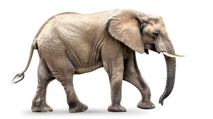 African elephant - Loxodonta africana female. Animals isolated on white background.