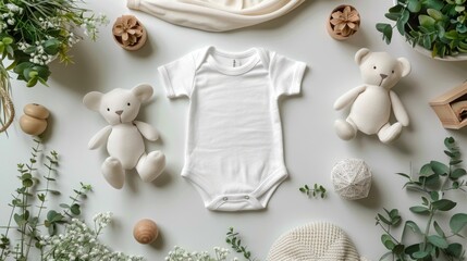 Baby Onesie Mockup with Natural Elements