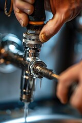 Person holding faucet