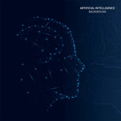Human head with a luminous brain network, consciousness, artificial intelligence. Electronic brain and Concept of artificial intelligence(AI).