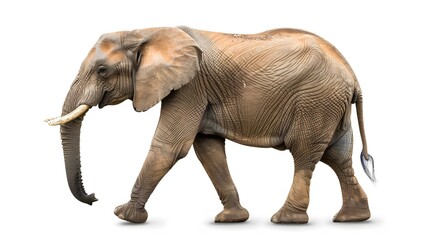 African elephant - Loxodonta africana female. Animals isolated on white background.