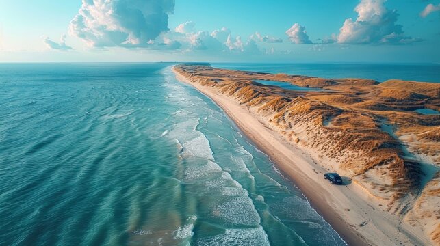 The beautiful sand dunes of the Curonian Spit seen from above