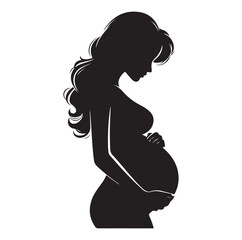 pregnant women silhouettes, side view. Vector illustration isolated on white background.