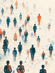 Intricately Connected Minimalist Polygon Forms in Muted Digital Landscape