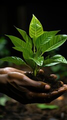hands holding a plant   HD 8K wallpaper Stock Photographic image
