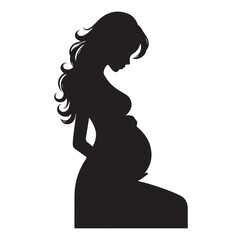 pregnant women silhouettes, side view. Vector illustration isolated on white background.