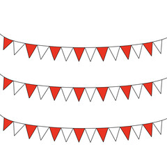 Obraz premium Decoration of indonesia independence day august annivesary. Red and white triangle hanging decoration on transparent background