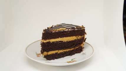 piece of cake with chocolate on a plate