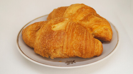 Freshly Baked Croissants on a Plate