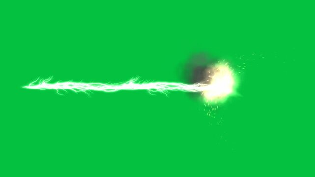 Electric lightning superpower attack effect animation on green screen background