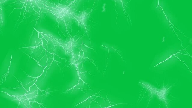 Electric shock wave power abstract lightning effect animation on green screen background
