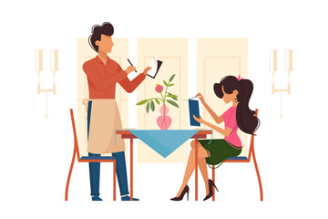 Woman Dining at Restaurant