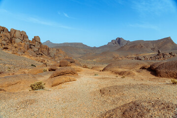 landscape in Algerian desert with sky and clouds