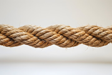 Fototapeta premium Close-Up of Thick Braided Rope Against a Neutral Background Highlighting Texture and Detail