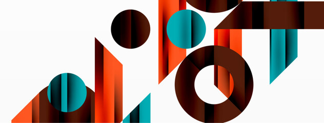 Circle and line geometric background. Round shapes with diagonal lines composition for wallpaper, banner, background or landing