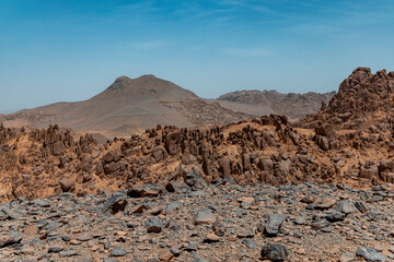 Mountain of sand and stones in the desert