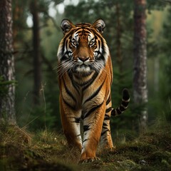 Obraz premium A Majestic Bengal Tiger Walking Through a Forest