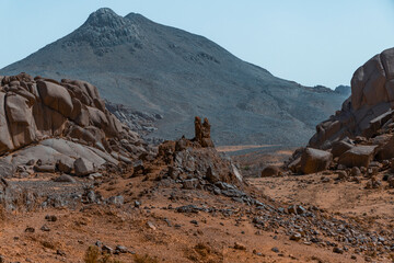 landscape in the Sahara desert with sky and clouds