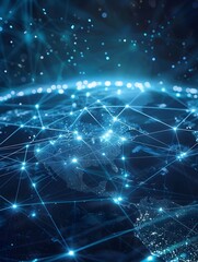 Global Network Connection with Clear Space and Futuristic Technological Visualization