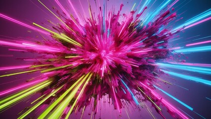 Obraz premium An_explosion_of_vibrant_colors_resembling_a_digital_gl