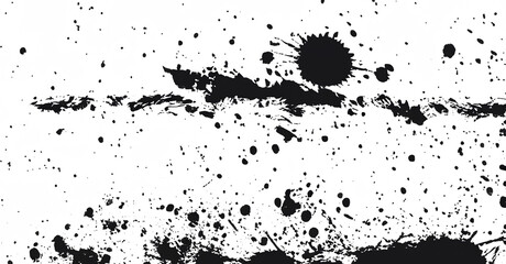 Ink Splatter Illustration, Black Ink on White Background