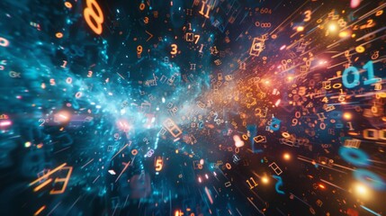 Fototapeta premium visual effects like numbers and graphs floating in the air, AI Generative